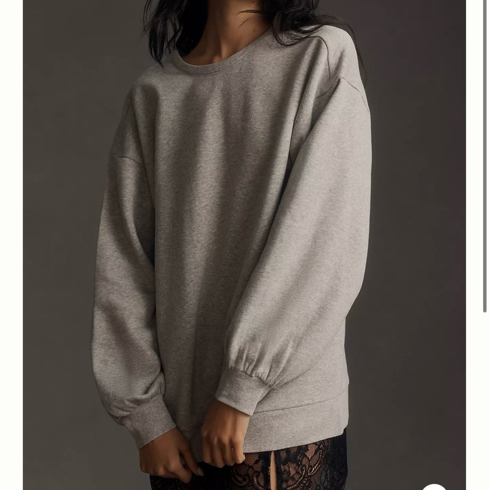 Anthropologie PILCRO crew lace pullover sweatshirt dress - size small - grey